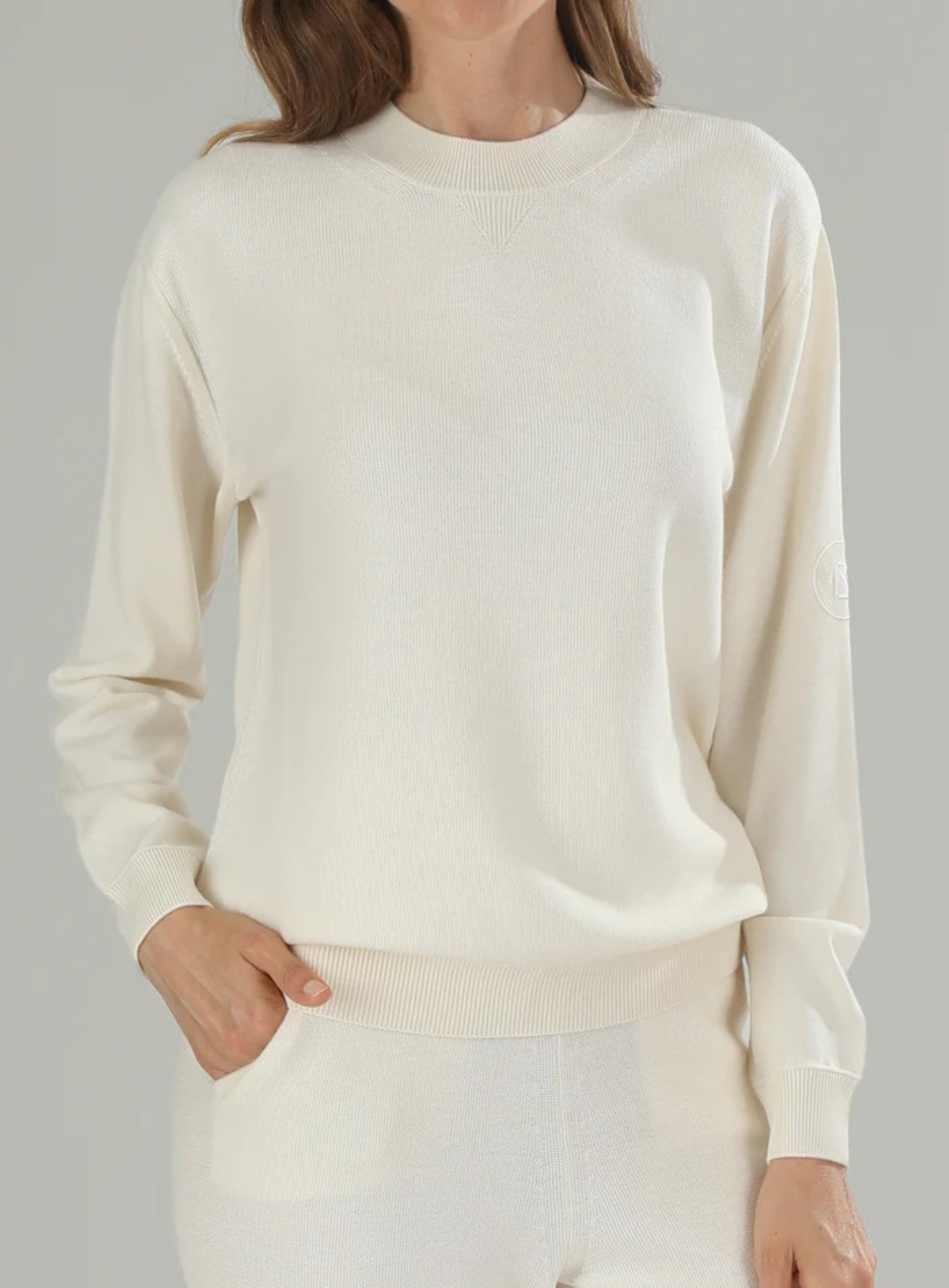 1884 Felpa in maglia donna ecrù