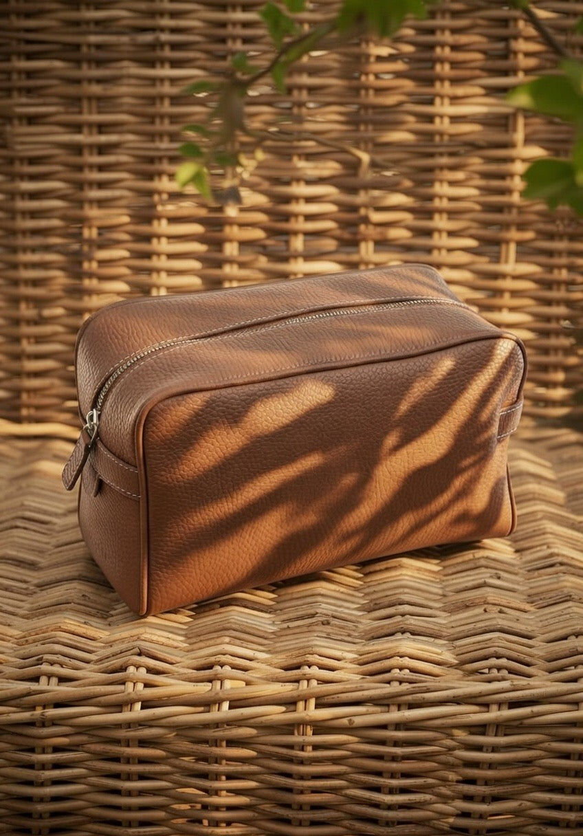 Beauty case cuoio