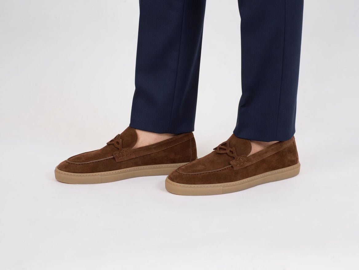 "BRIGATTINO" Mocassino uomo in camoscio cacao
