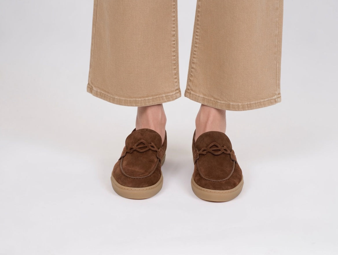 "BRIGATTINO" Mocassino donna in camoscio cacao