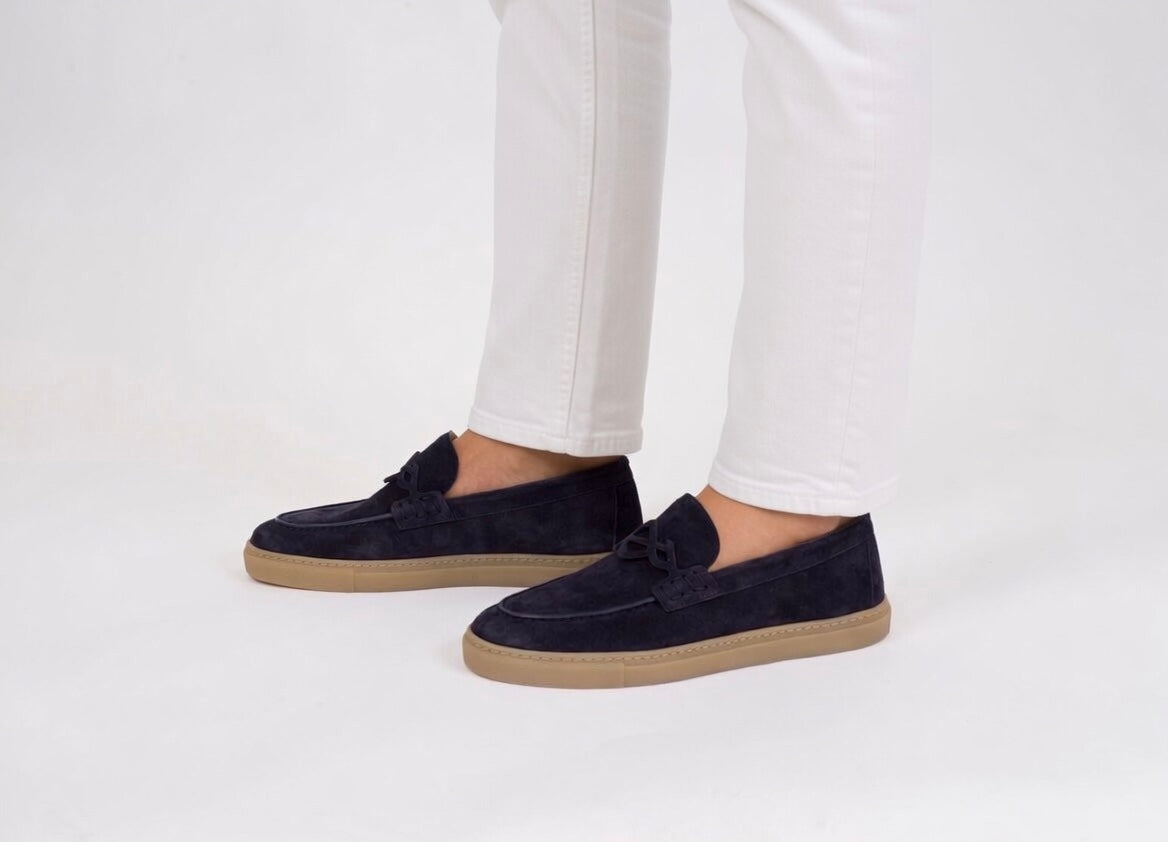 "BRIGATTINO" Mocassino uomo in camoscio blu