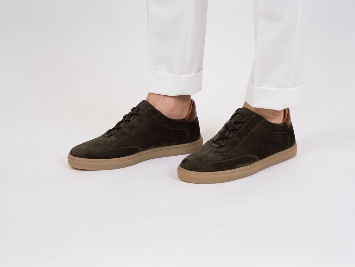 "TENNIS 1884" Sneaker uomo in camoscio verde
