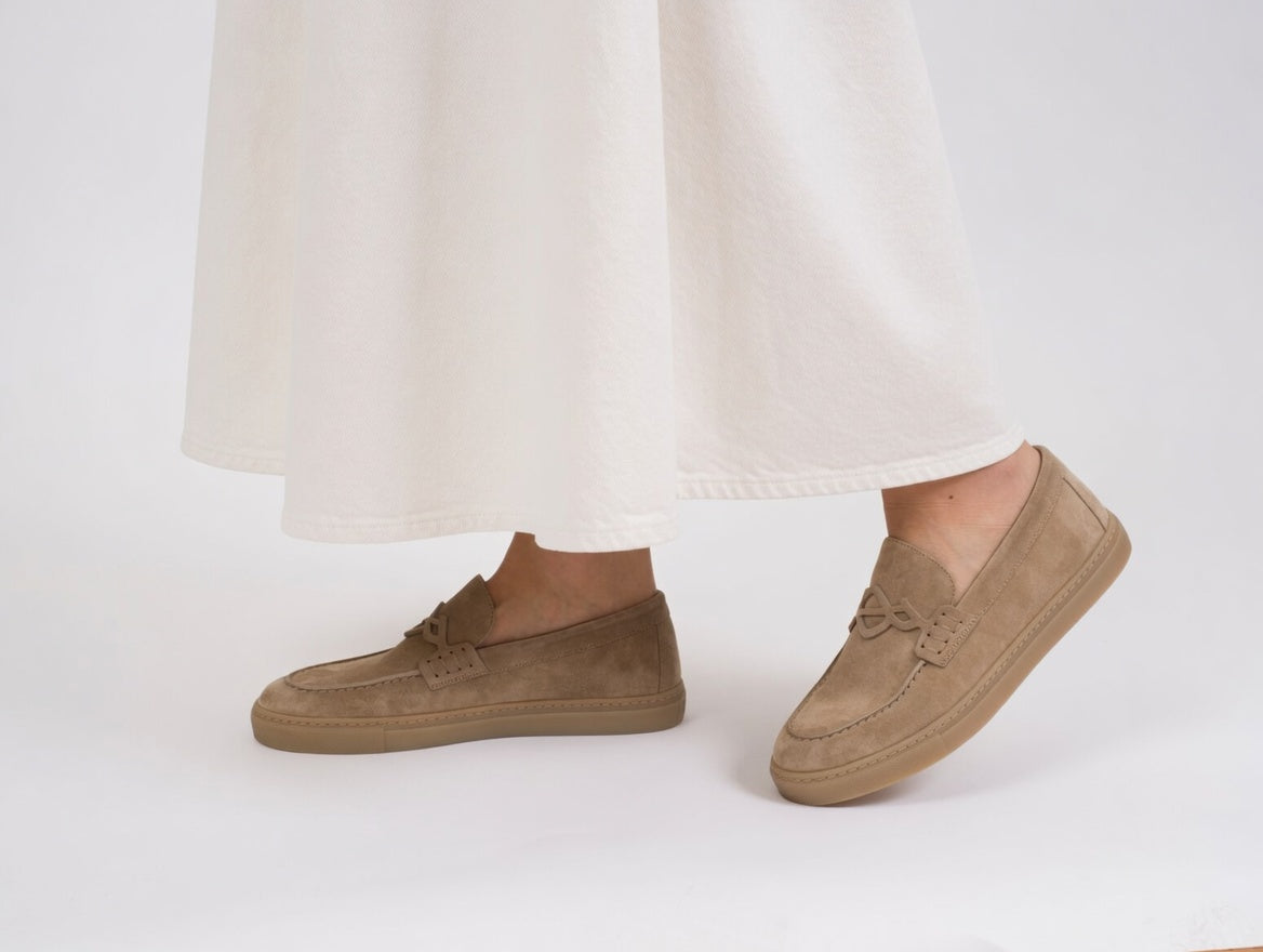 " BRIGATTINO" Mocassino donna in camoscio sabbia