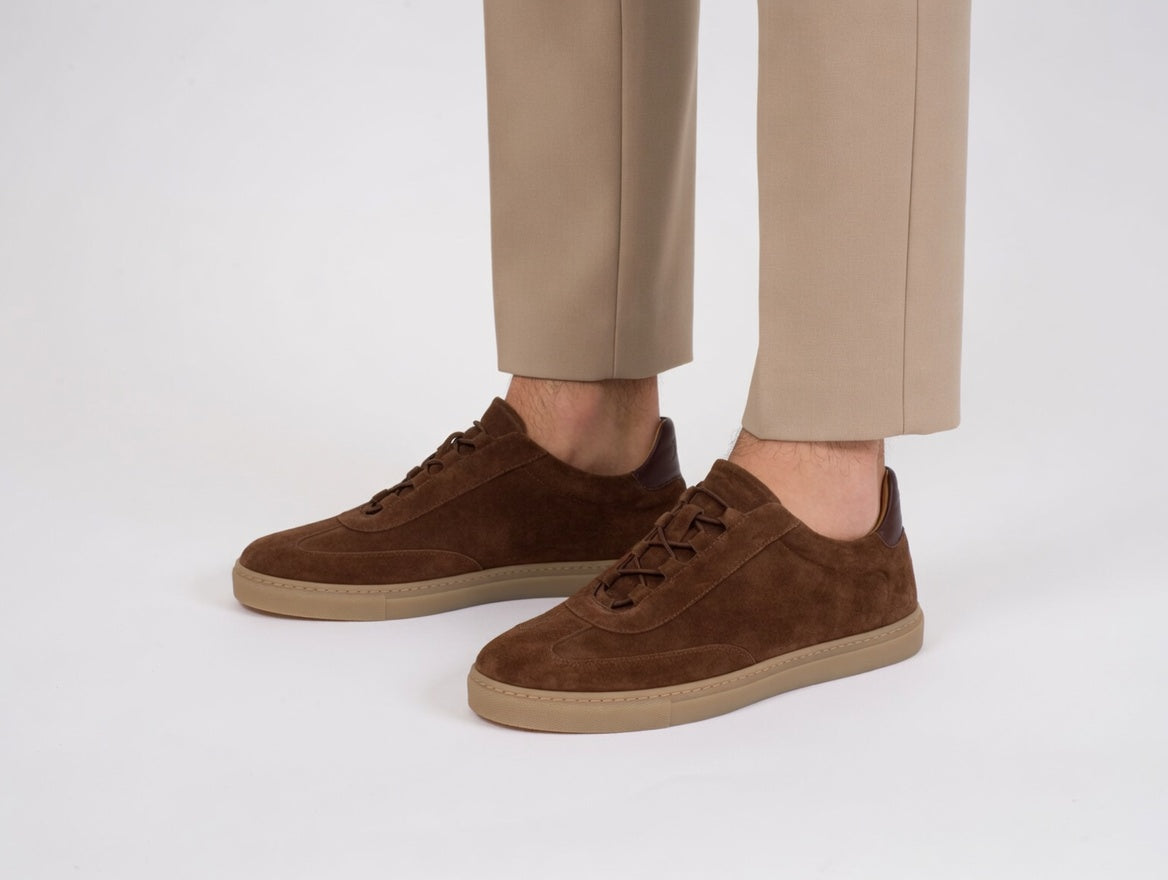 "TENNIS 1884" Sneaker uomo in camoscio cacao