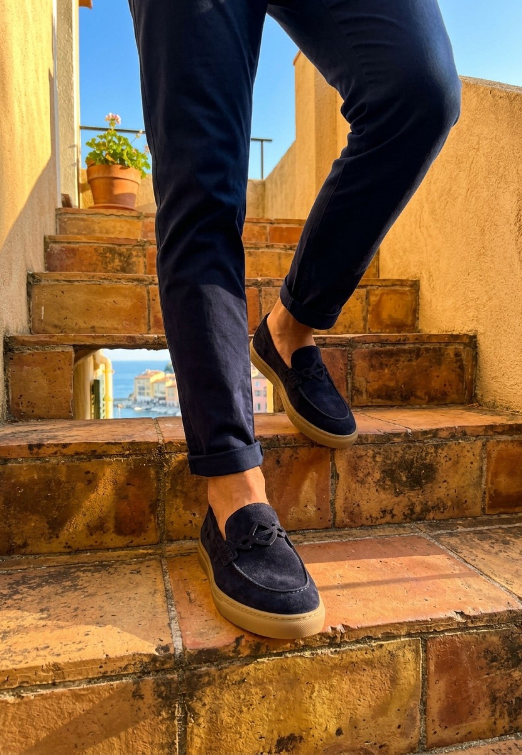 "BRIGATTINO" Slip-on loafers man suede color blue